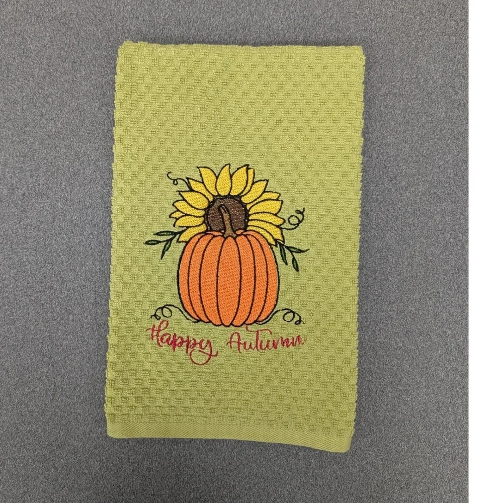 Happy Autumn Halloween Fall Thanksgiving Kitchen Bar Hand Tea Towel Great Gift!